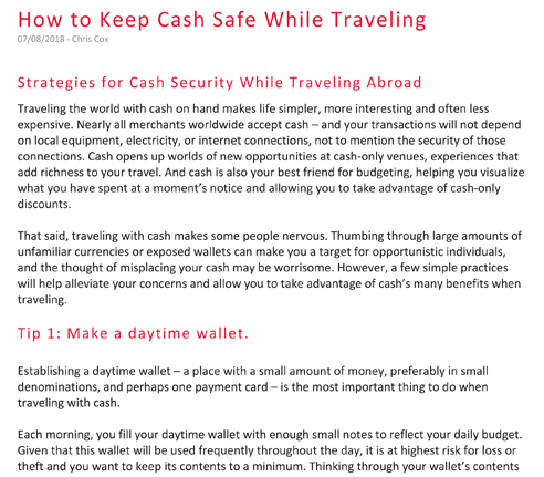 How to Keep Cash Safe While Traveling